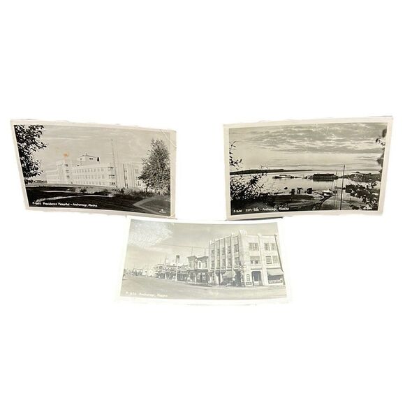 Vintage Postcards Anchorage Alaska Providence Hospital Main Street 33ft Tide - Picture 1 of 15